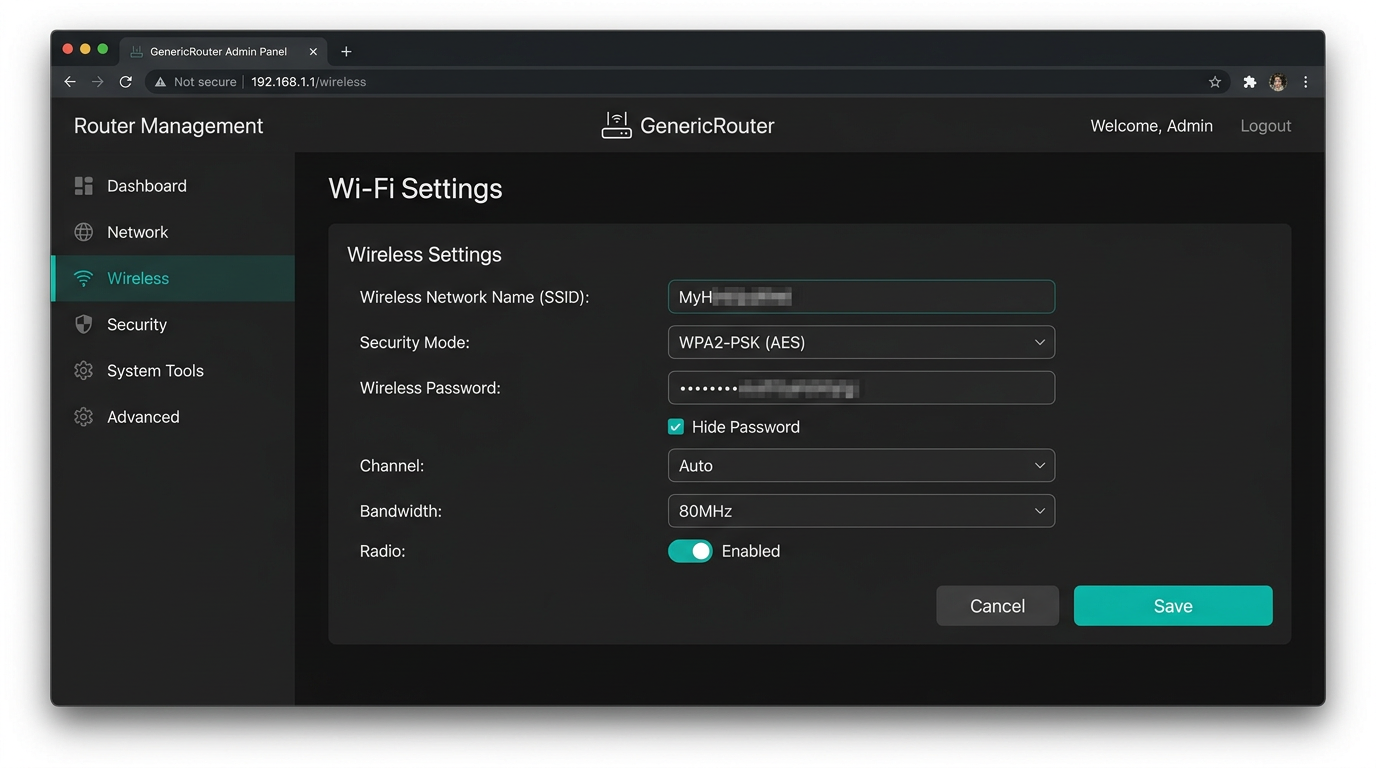 Настройки Wi‑Fi после включения VPN на роутере (иллюстрация).